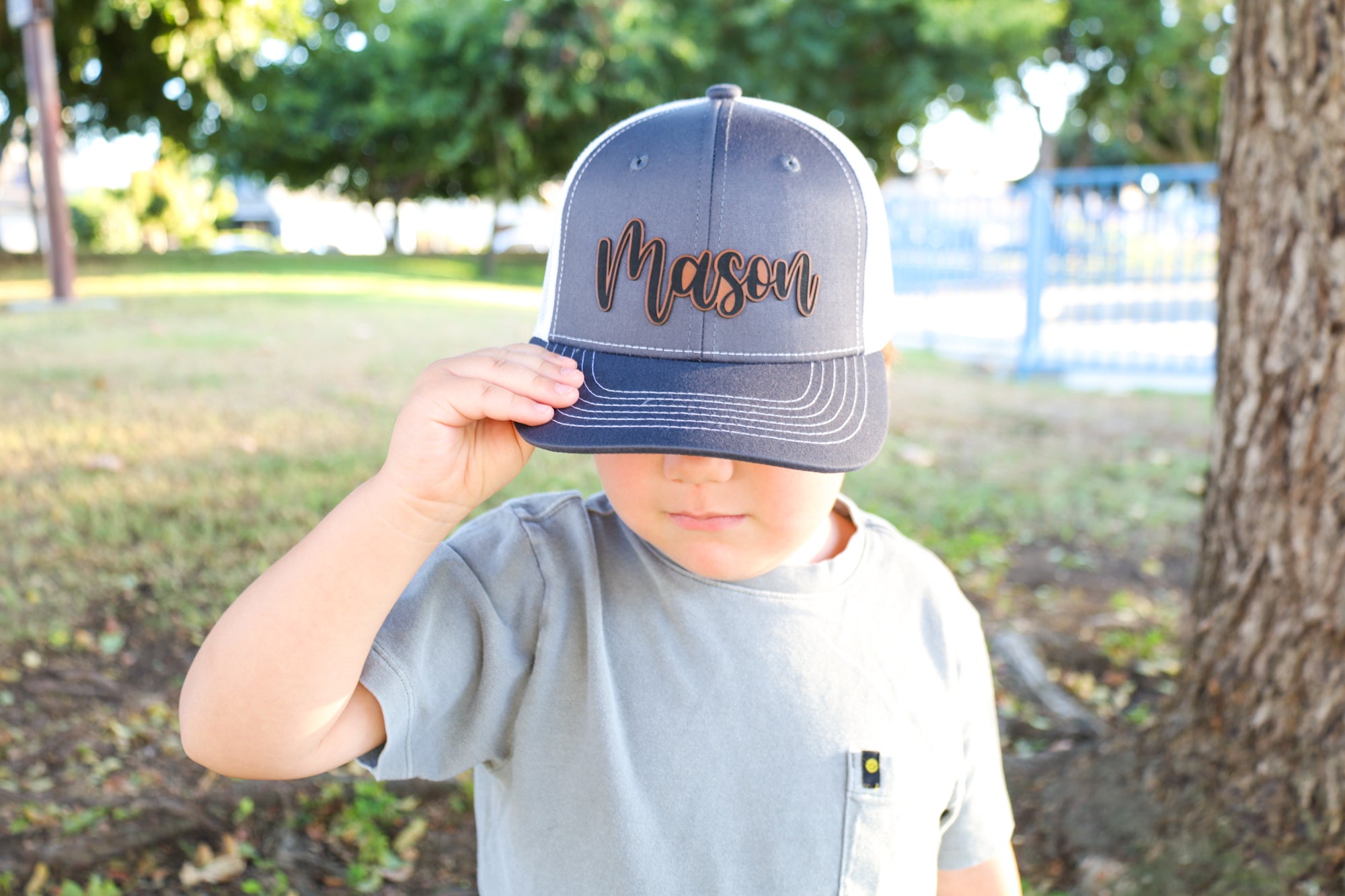 Kids Leather Patch Hats