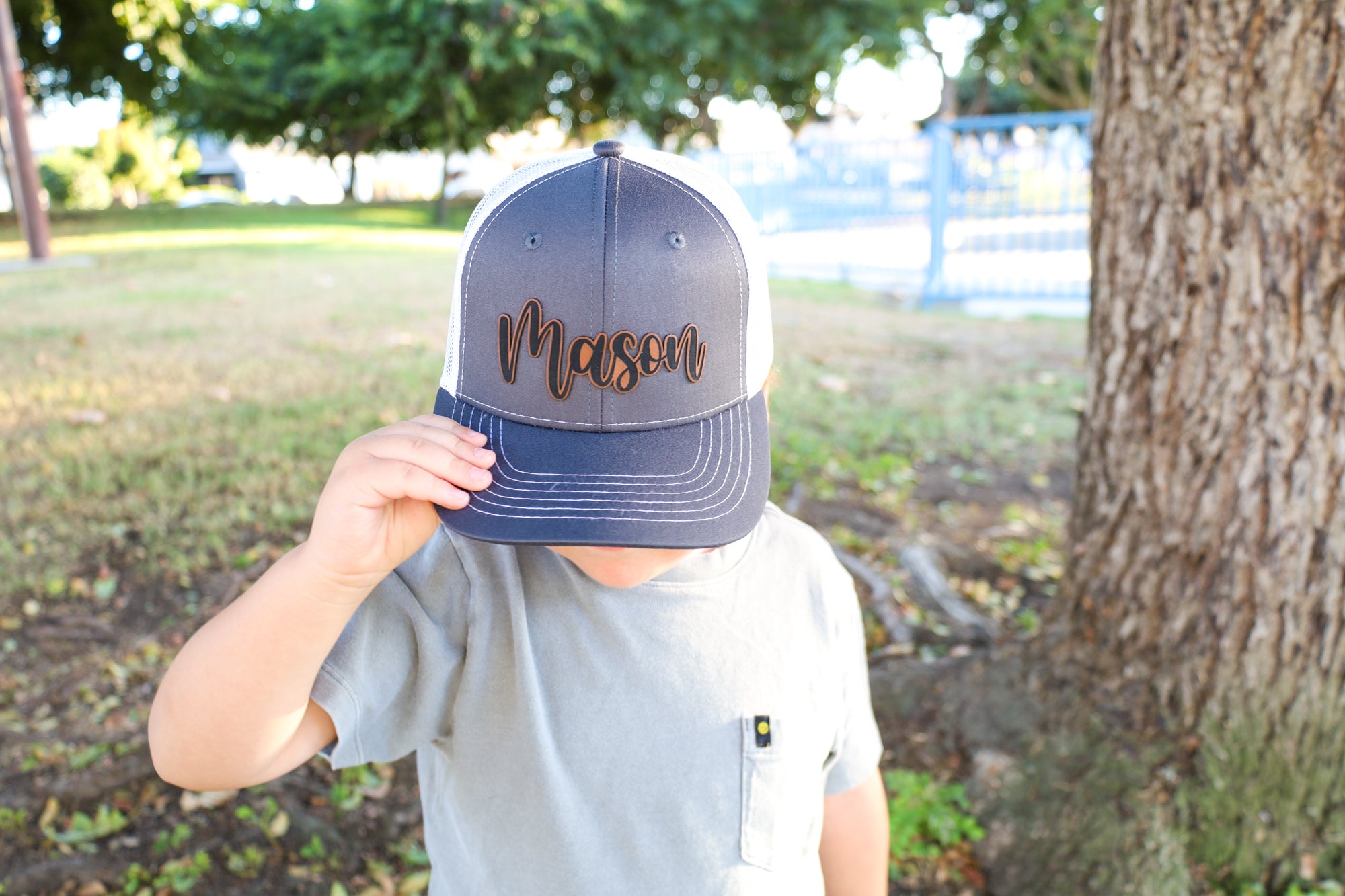 Kids Leather Patch Hats