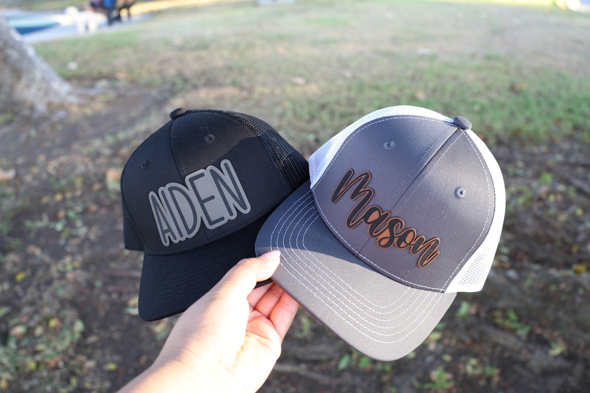 Kids Leather Patch Hats