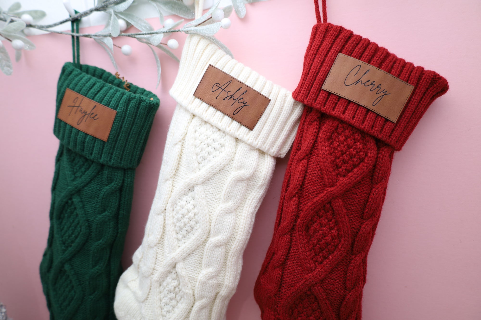 Rectangle Leather Patch Knitted Stocking